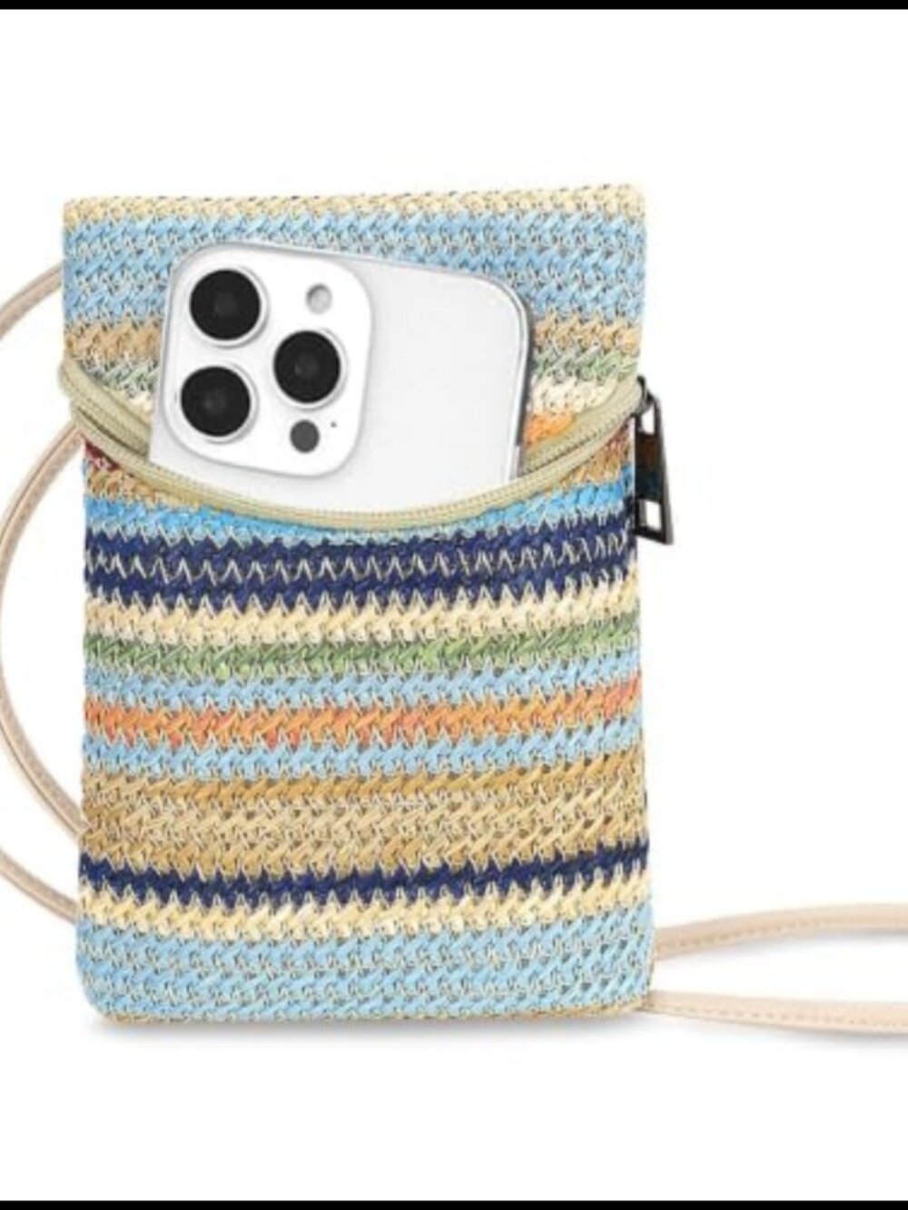 Straw Woven Crossbody Phone Purse Wallet Bag with Straps